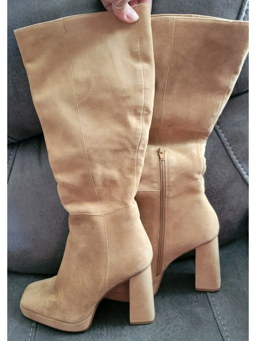 Vintage Y2K Steve Madden 8.5 Bratz Brown Tan Leather Chunky Platform Heel Boots